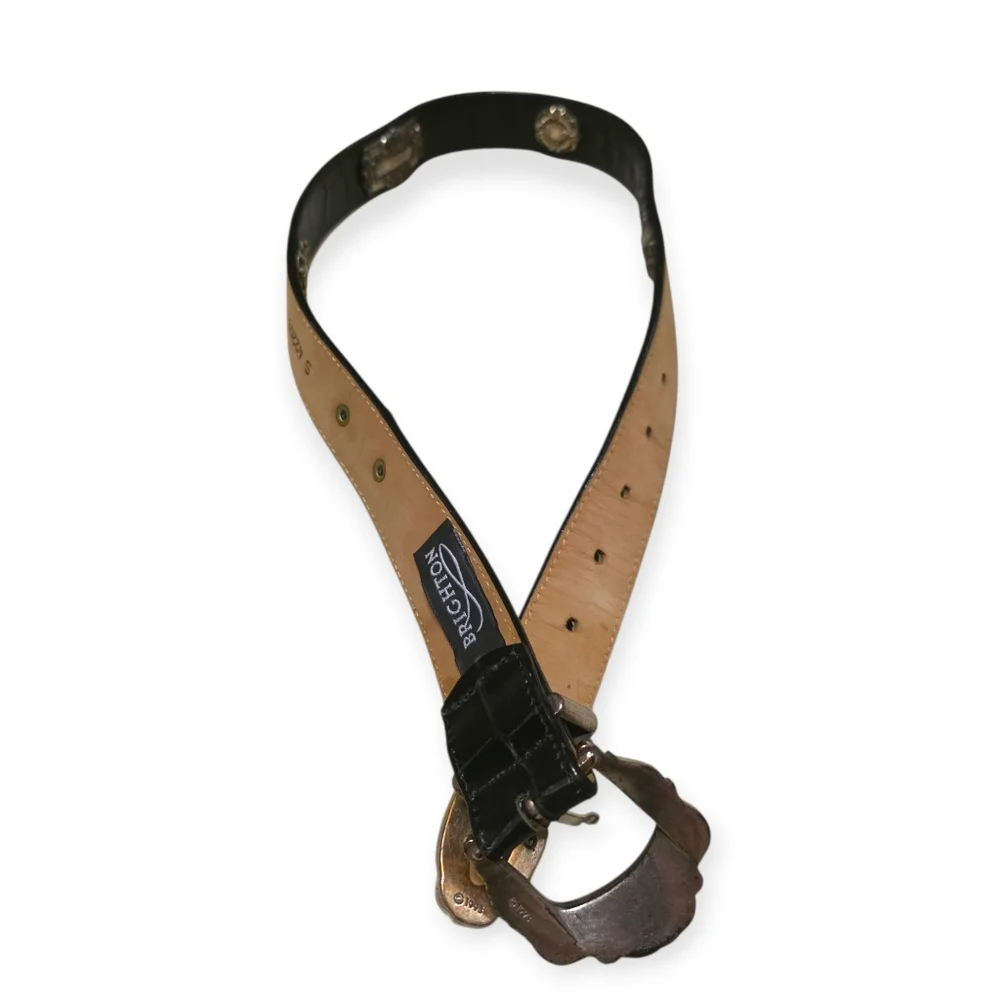 Brighton Black Belt With Silver Embossed Buckle And Detailing